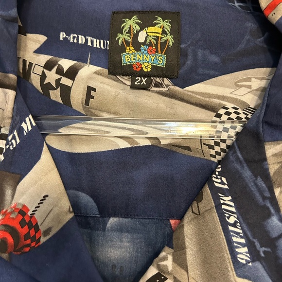 Benny's USA Fighter Planes Men's Hawaiian Shirt 2XL 100% cotton - Picture 5 of 10